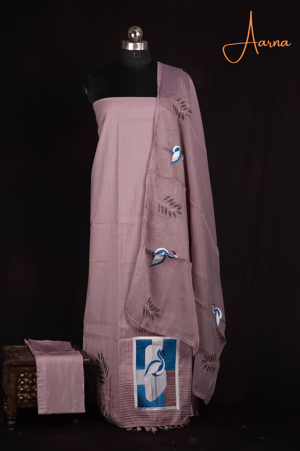 Mauve Mul cotton dress material – Prasannalakshmisilks
