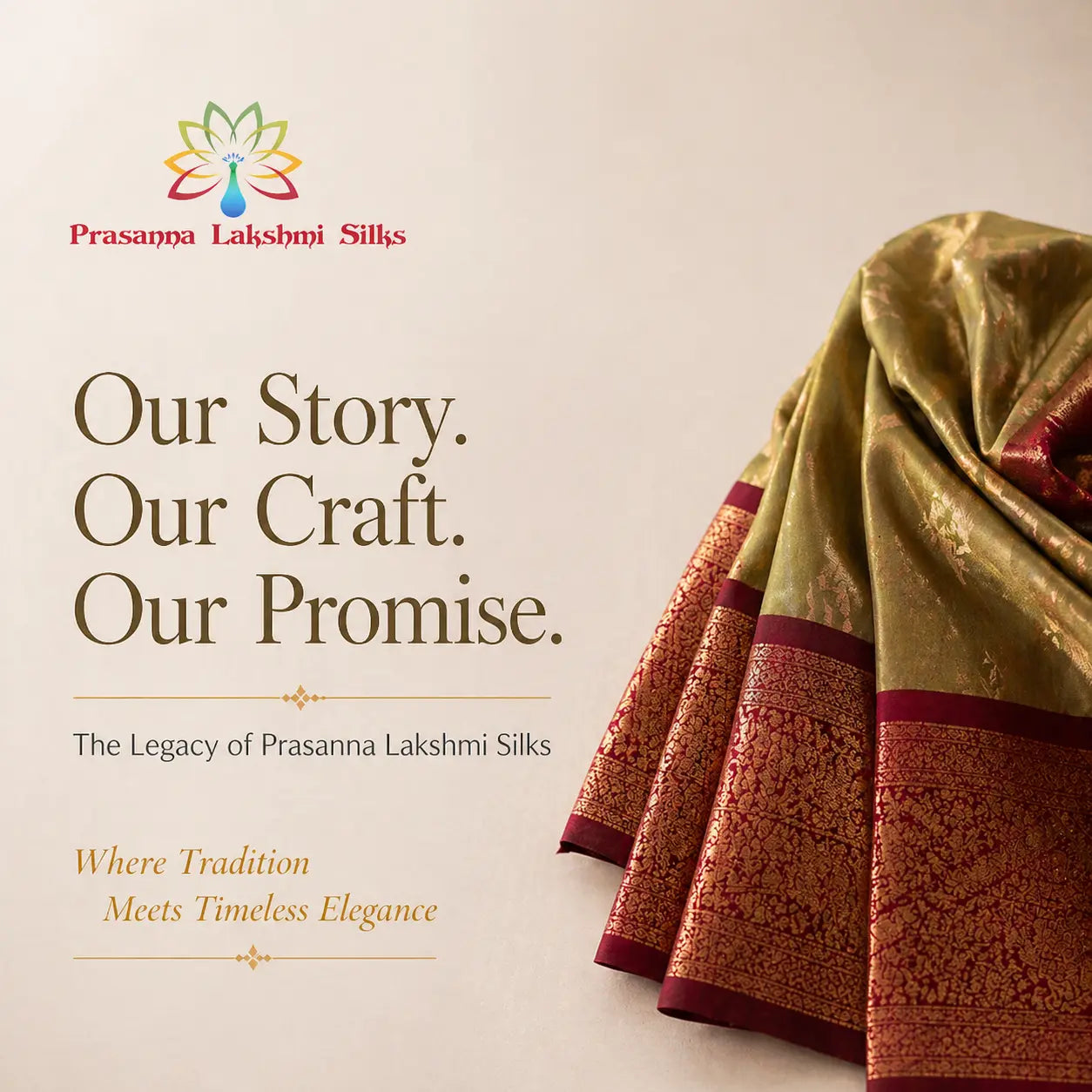 "Prasanna Lakshmi Silks pure Gadwal silk saree with  zari border and brocade pallu"