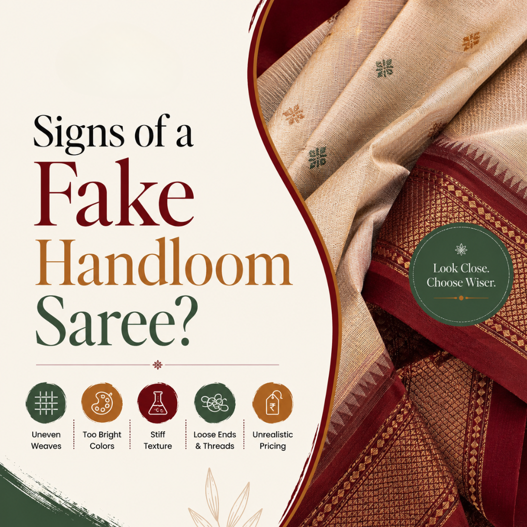 What Are the Signs of a Fake Handloom Saree? A Complete Buyer's Guide to Identifying Authentic Handwoven Sarees