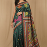 Semi Bangalore silk saree with all-over hand Kantha work and rich embroidered pallu.
