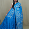 Semi Tussar silk saree with all-over small Kutch work motifs and beautiful borders.
