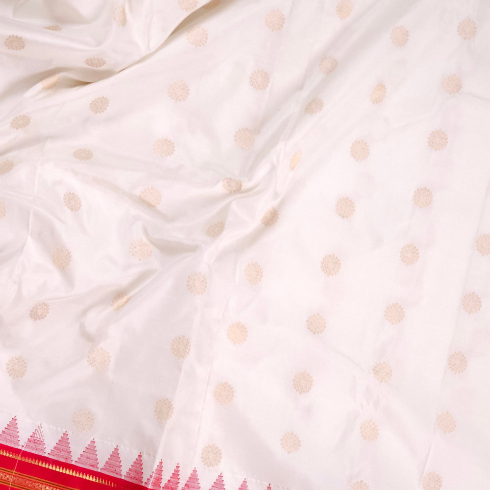 South Indian Narayanpet silk saree with brocade pallu and metallic zari borders