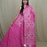 Semi Tussar silk saree with all-over small Kutch work motifs and beautiful borders.

