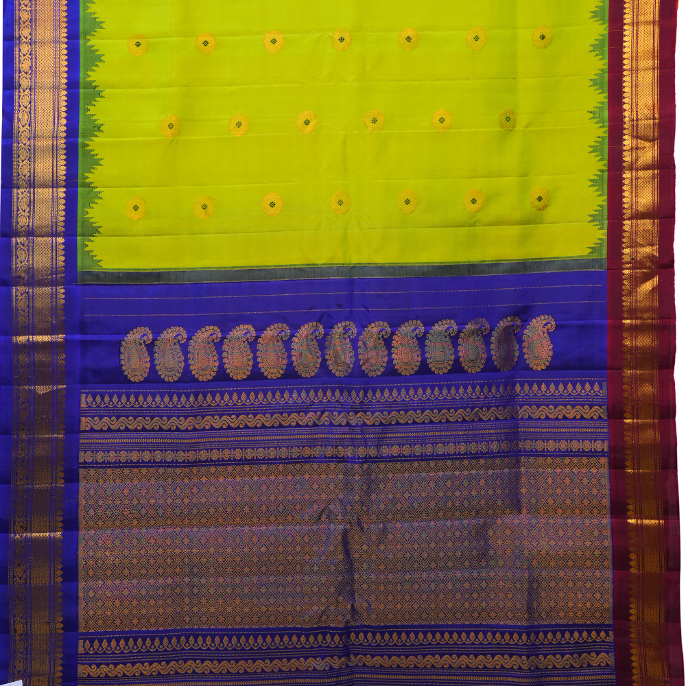 Silk Mark certified red Gadwal silk saree with  zari woven border, perfect for weddings and festive occasions