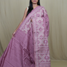 Semi Tussar silk saree with all-over small Kutch work motifs and beautiful borders.

