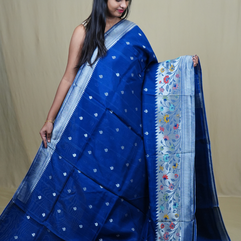 Traditional Tussar Georgette saree suitable for weddings and festive occasions with zari work.