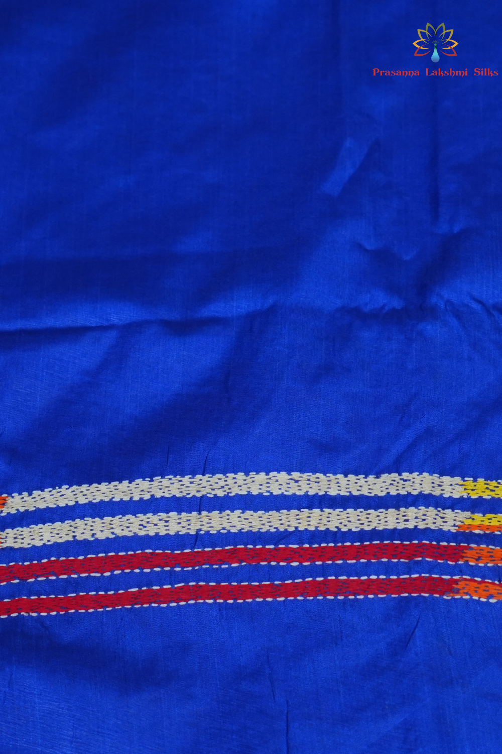 Traditional semi Bangalore silk saree with intricate Kantha embroidery suitable for festive occasions.