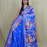 Semi Bangalore silk saree with all-over hand Kantha work and rich embroidered pallu.
