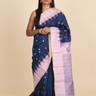 Handloom Peacock Blue Gadwal Silk Saree