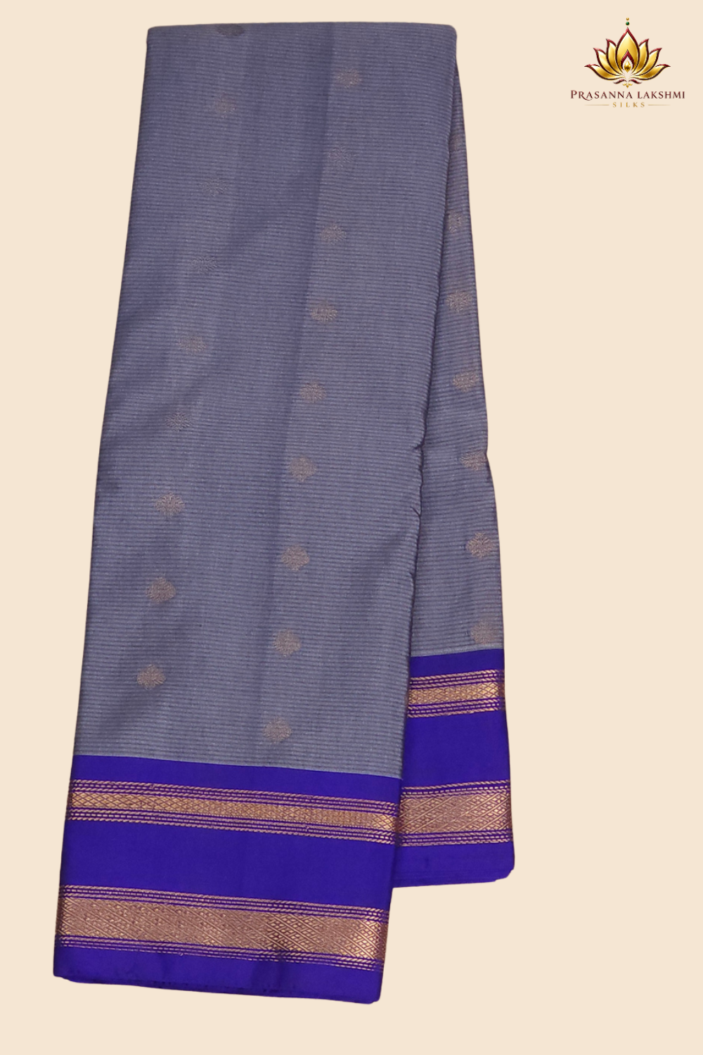Festive semi Gadwal saree with zari stripe detailing and woven gap border finish