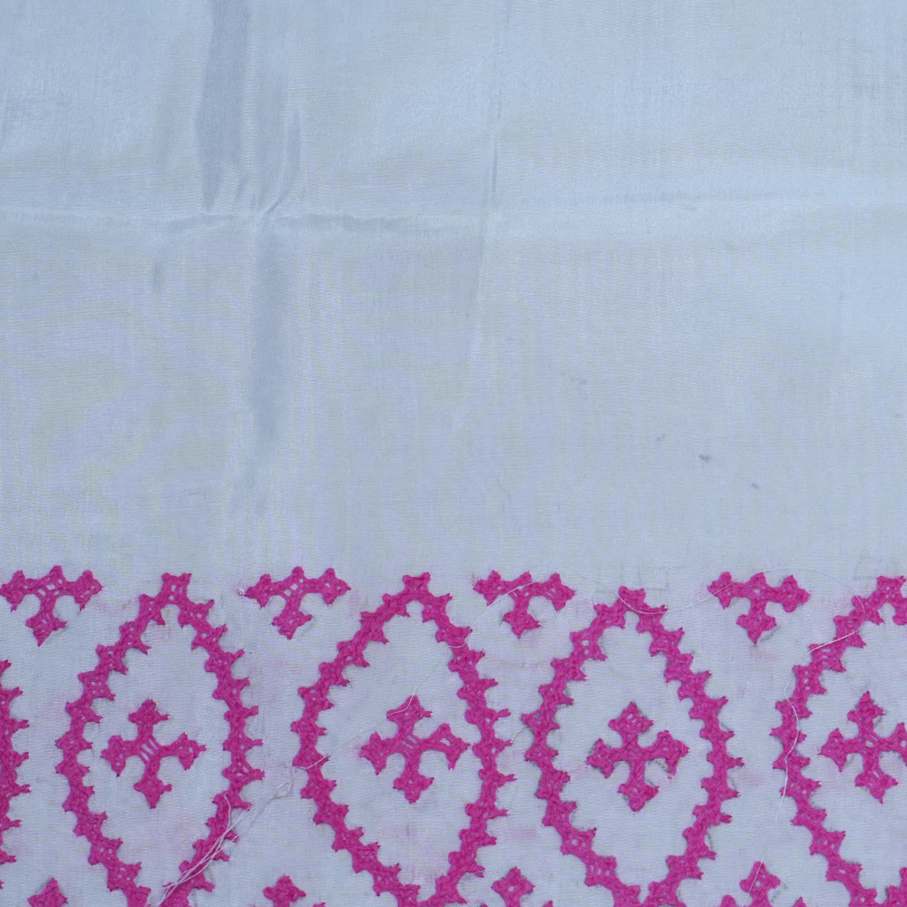 Elegant Semi Bangalore Silk Saree suitable for festive occasions with detailed Kutch embroidery.