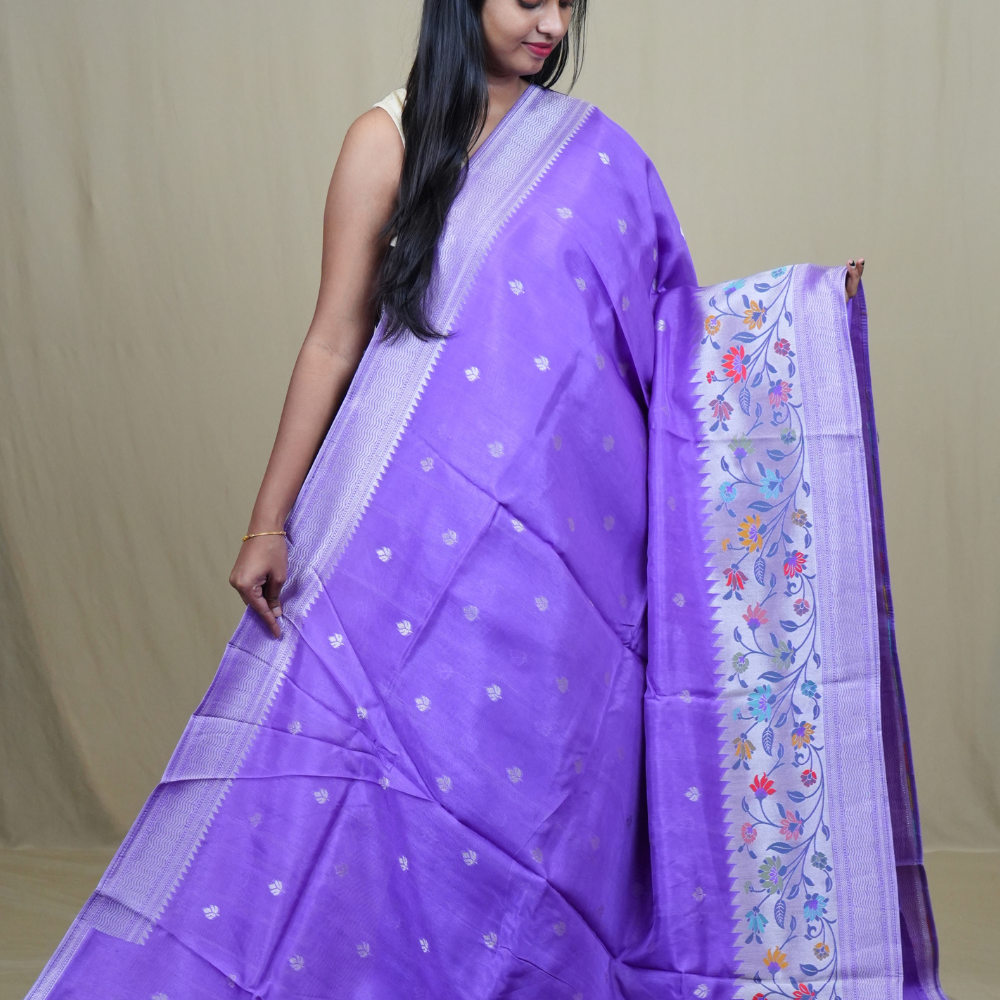 Traditional Tussar Georgette saree suitable for weddings and festive occasions with zari work.