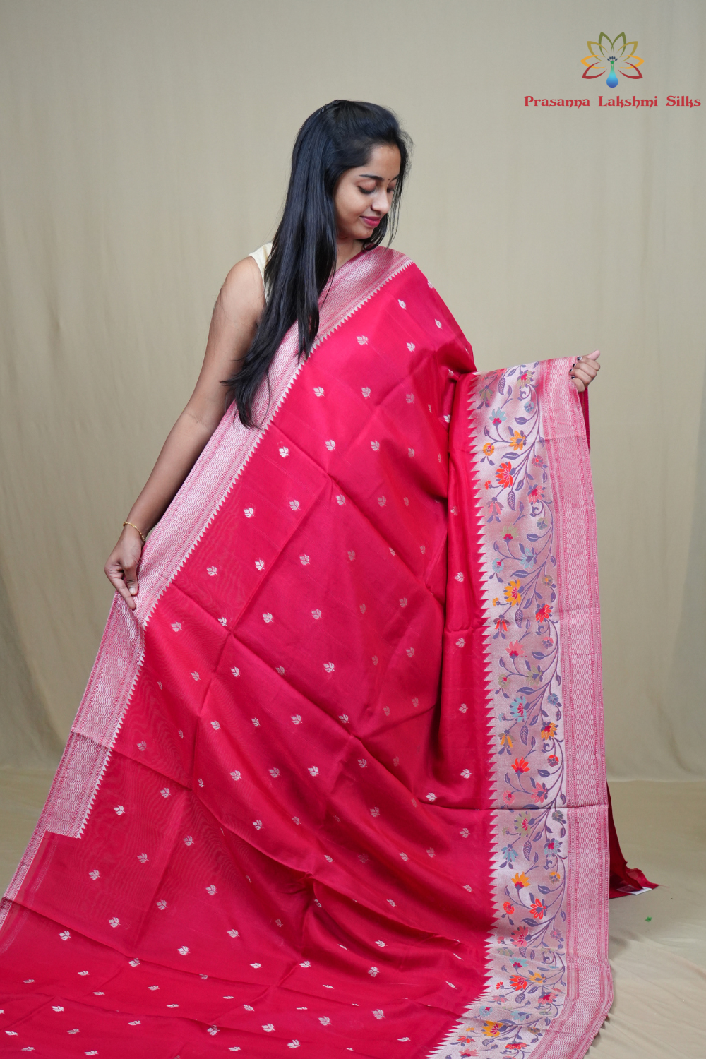 Traditional Tussar Georgette saree suitable for weddings and festive occasions with zari work.