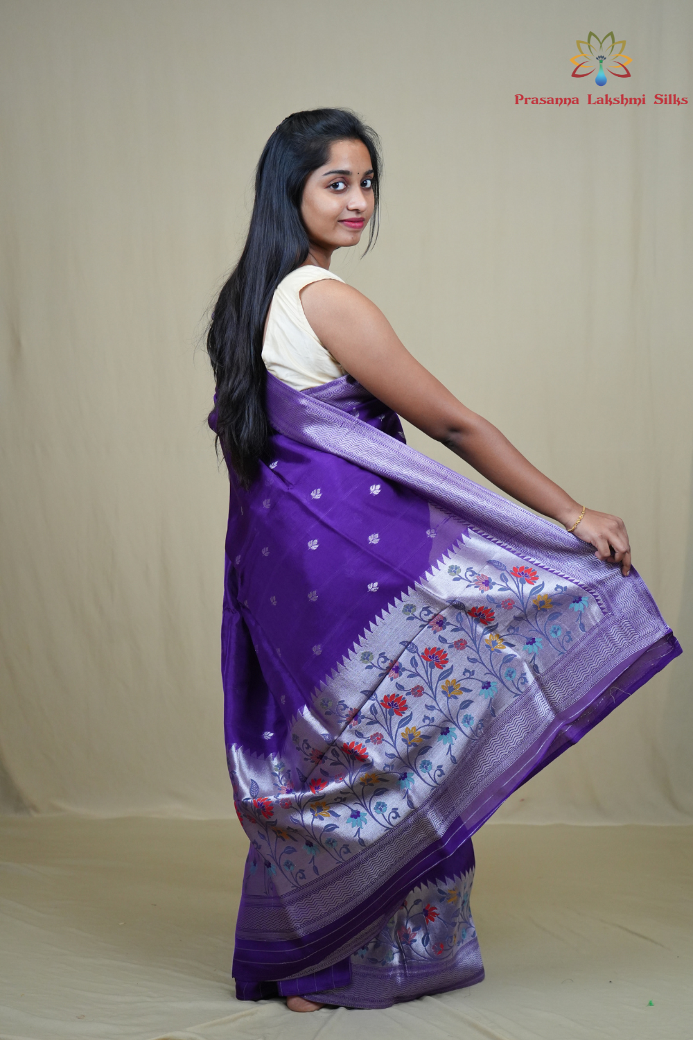 Traditional Tussar Georgette saree suitable for weddings and festive occasions with zari work.