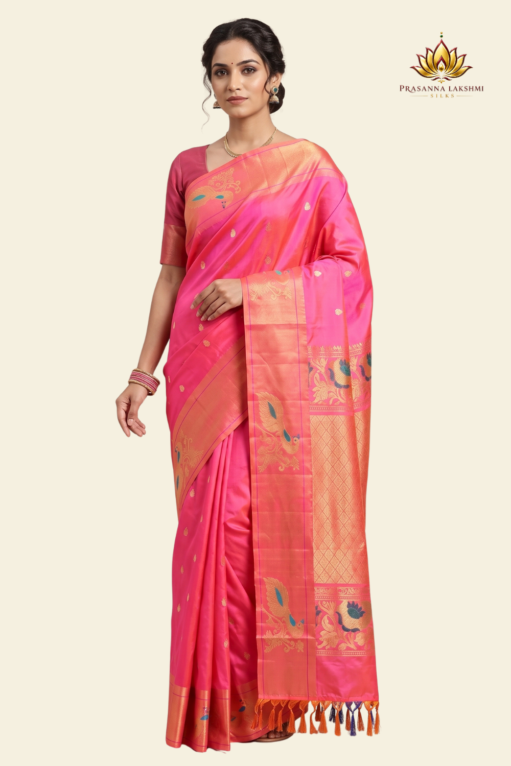 Pure Handloom Gadwal Silk Saree with Zari Motifs