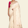 Pure Banarasi Raw Mango Silk saree with allover zari motifs and cow motif border
