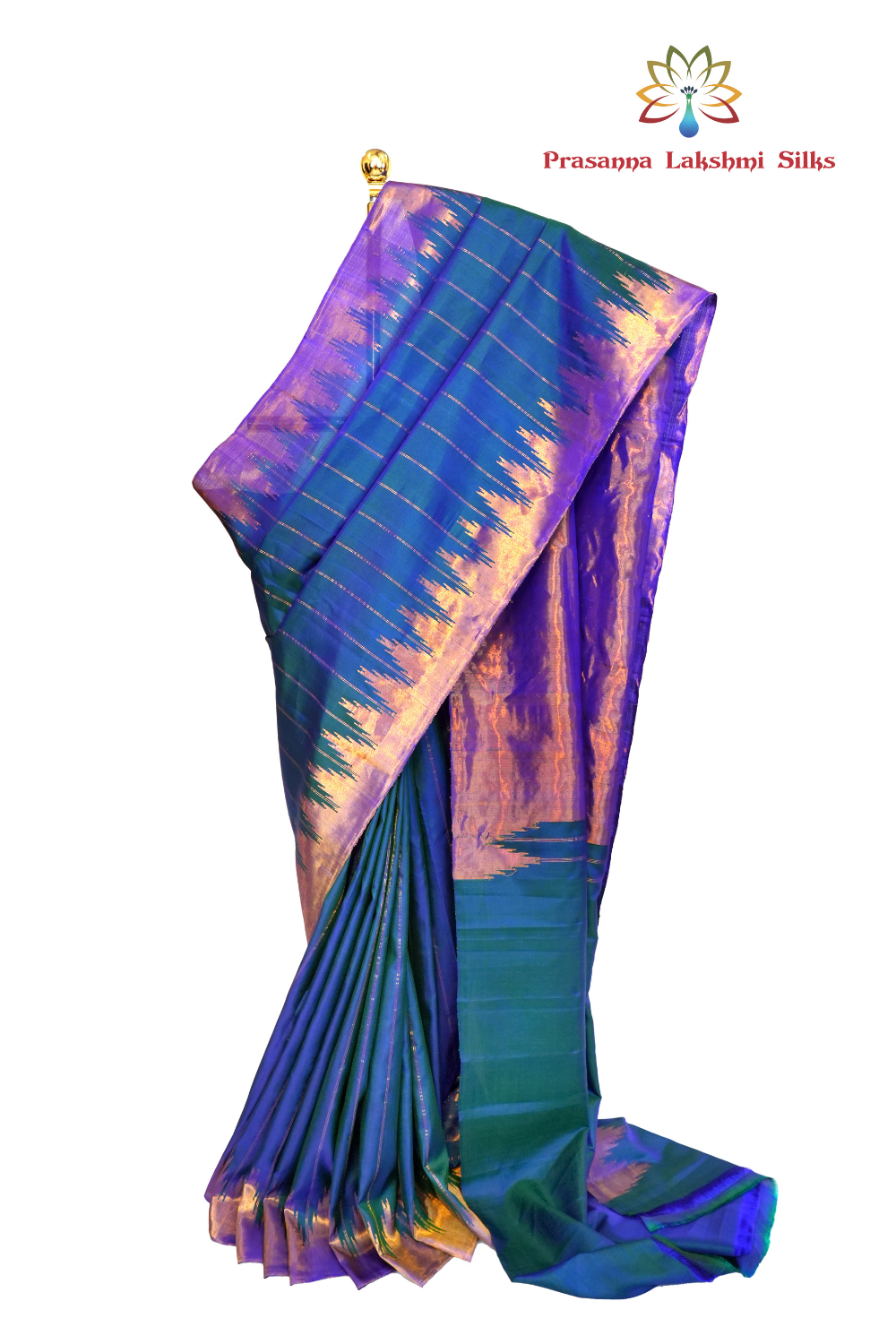 Handloom Gadwal pure silk saree with all-over zari stripes and rich tissue pallu.
