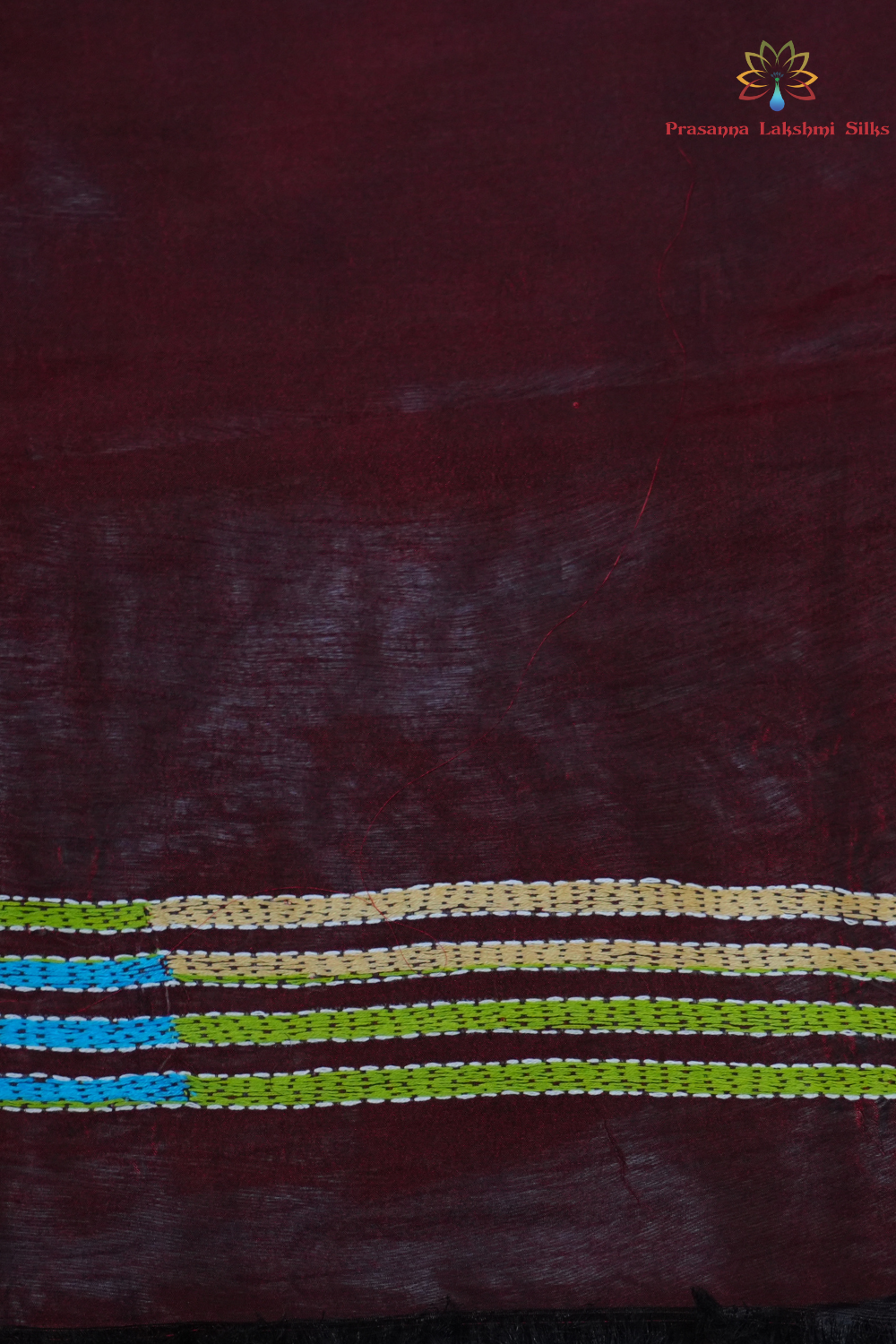 Traditional semi Bangalore silk saree with intricate Kantha embroidery suitable for festive occasions.