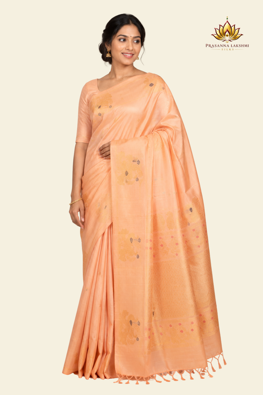 Pure handloom Gadwal silk saree with all-over zari motifs and intricate turning borders

