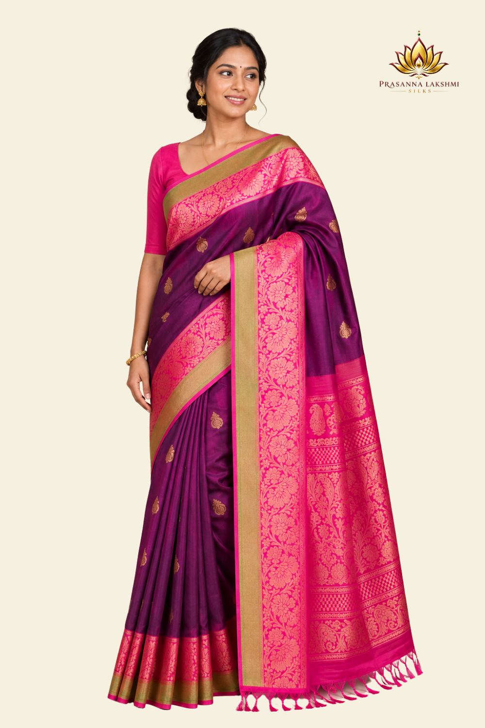 Pure Handloom Gadwal Silk Saree with Zari Motifs