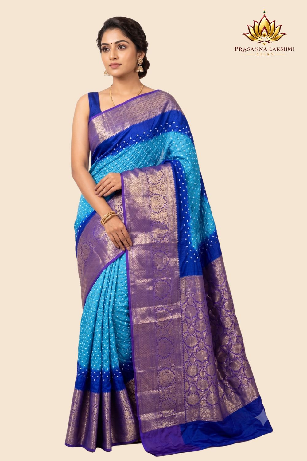 Banarasi Bandhani silk saree with vibrant border
