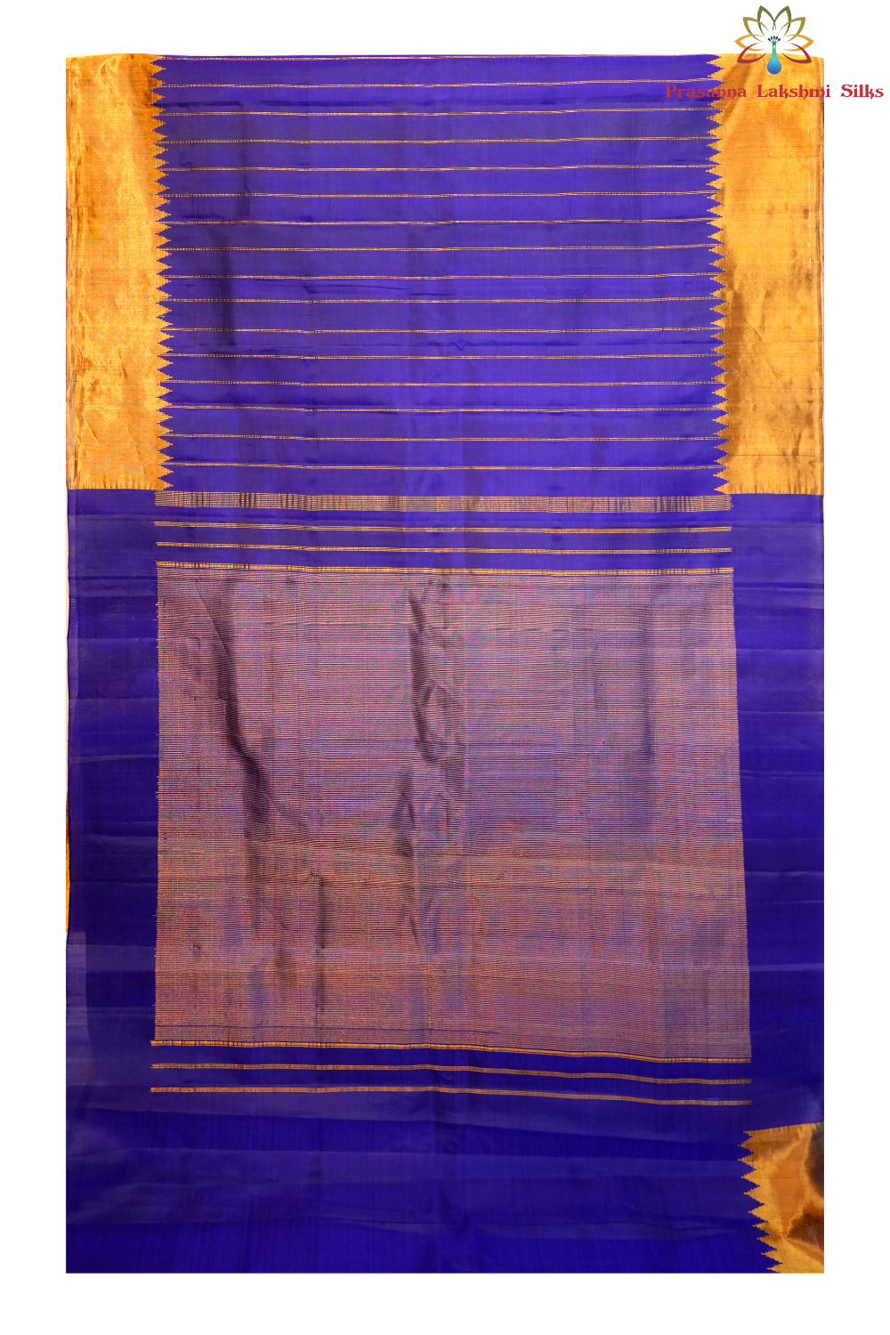 Traditional Gadwal silk saree featuring zari woven temple borders and contrast blouse.
