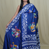 Semi Bangalore silk saree with all-over hand Kantha work and rich embroidered pallu.
