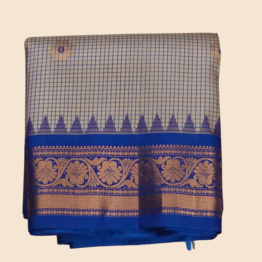 Elegant handloom Gadwal pure silk saree suitable for weddings and festive celebrations.