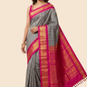 Handloom Gadwal pure silk saree with classic checks pattern and rich zari brocade pallu.
