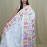 Semi Bangalore silk saree with all-over hand Kantha work and rich embroidered pallu.
