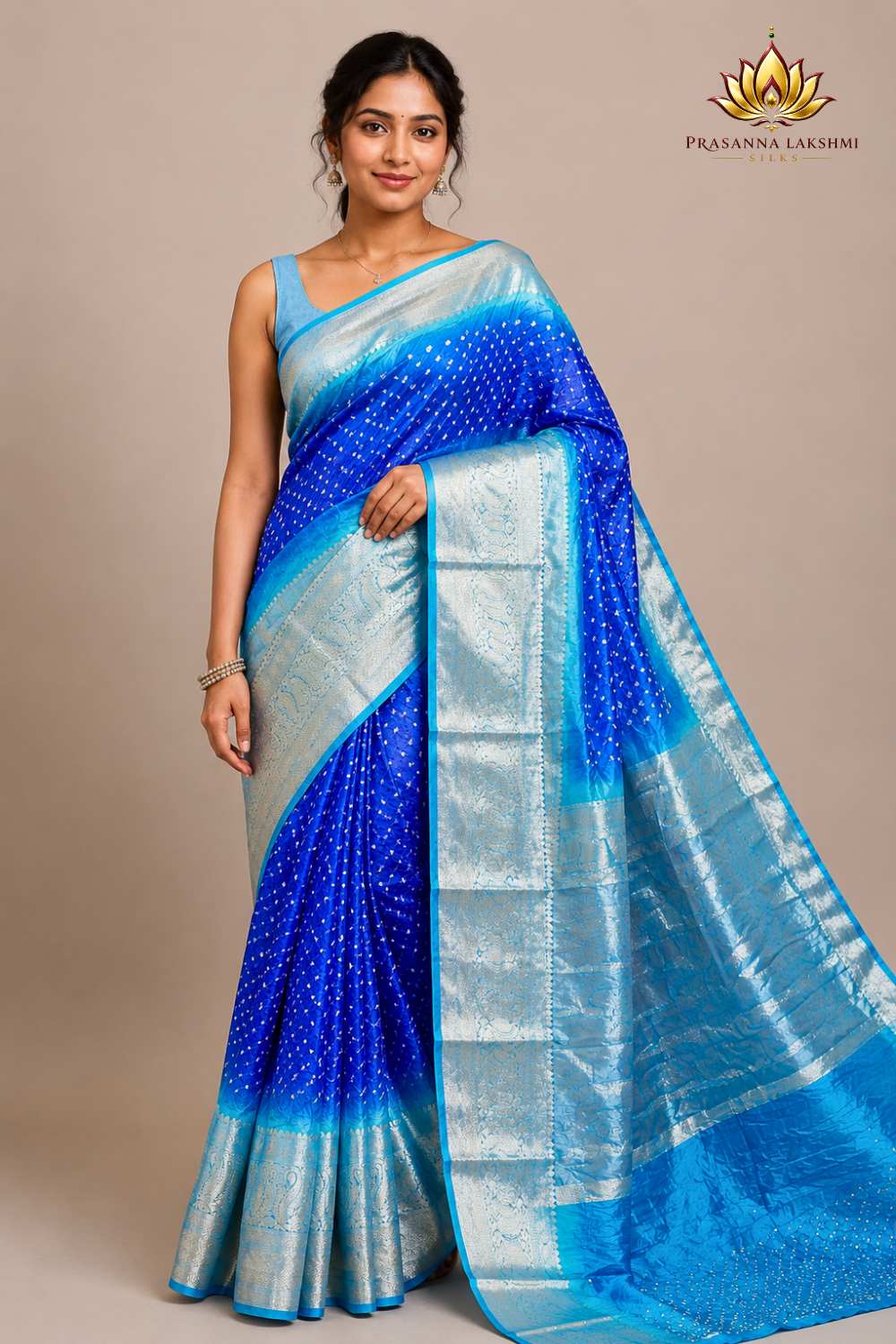 Banarasi Bandhani silk saree with vibrant border
