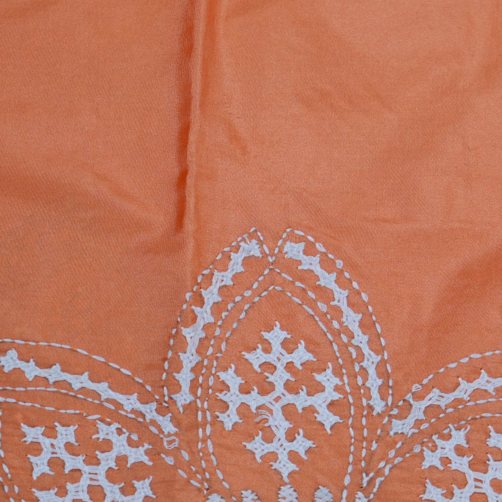 Elegant Semi Bangalore Silk Saree suitable for festive occasions with detailed Kutch embroidery.