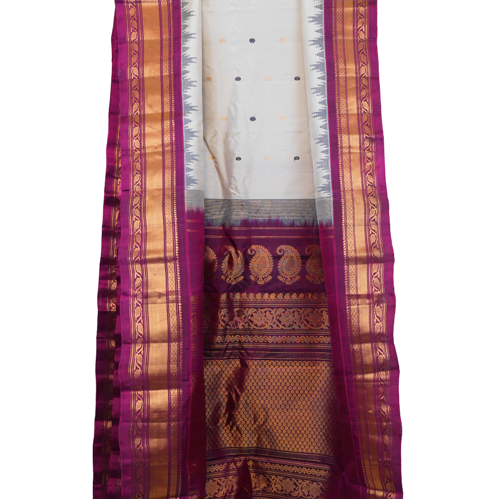 Elegant handloom Gadwal pure silk saree suitable for weddings and special occasions.