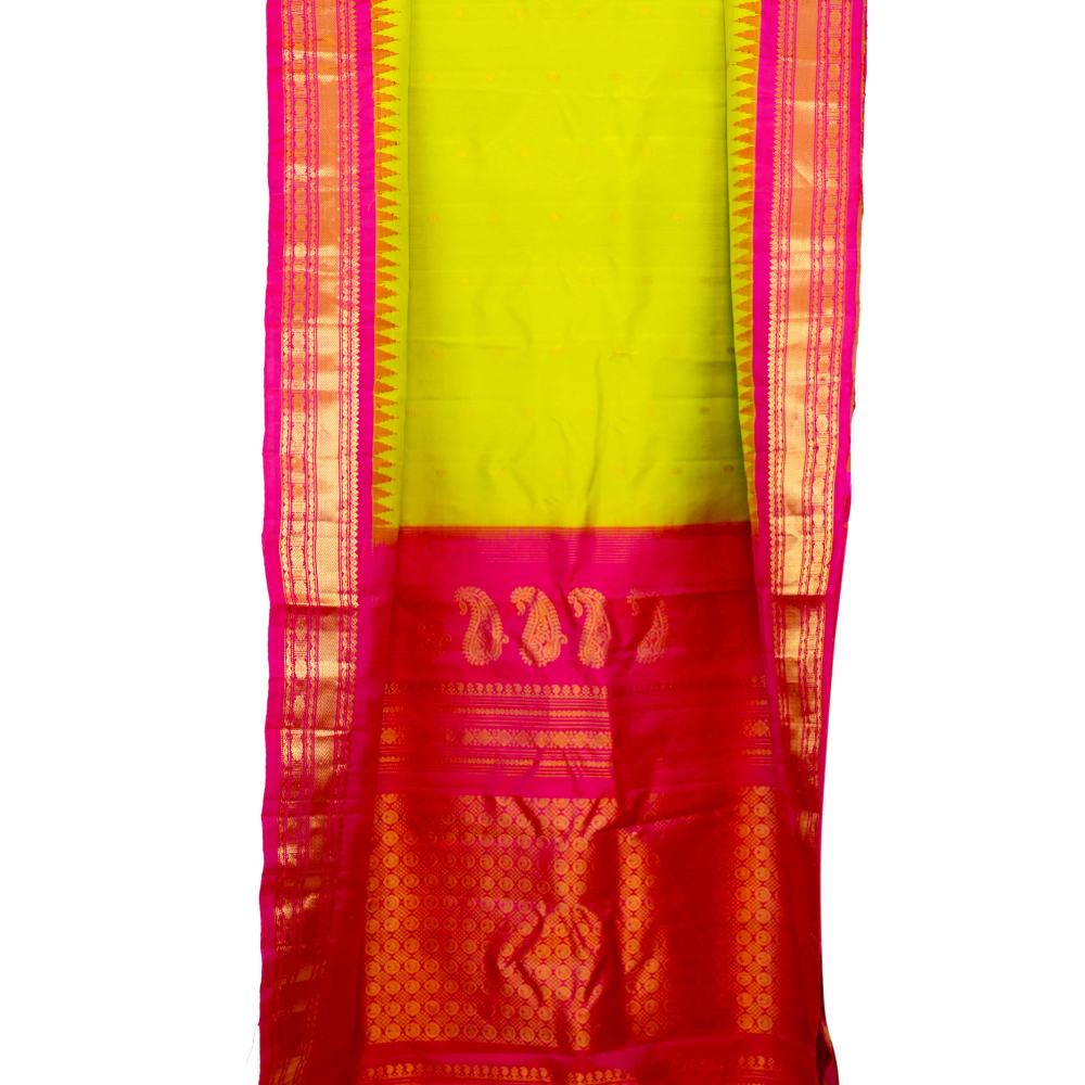 Elegant handloom Gadwal pure silk saree suitable for weddings and special occasions.