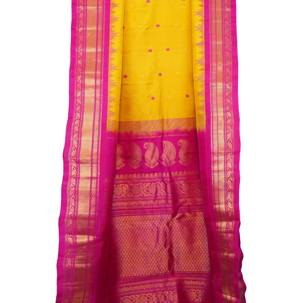 Elegant handloom Gadwal pure silk saree suitable for weddings and special occasions.