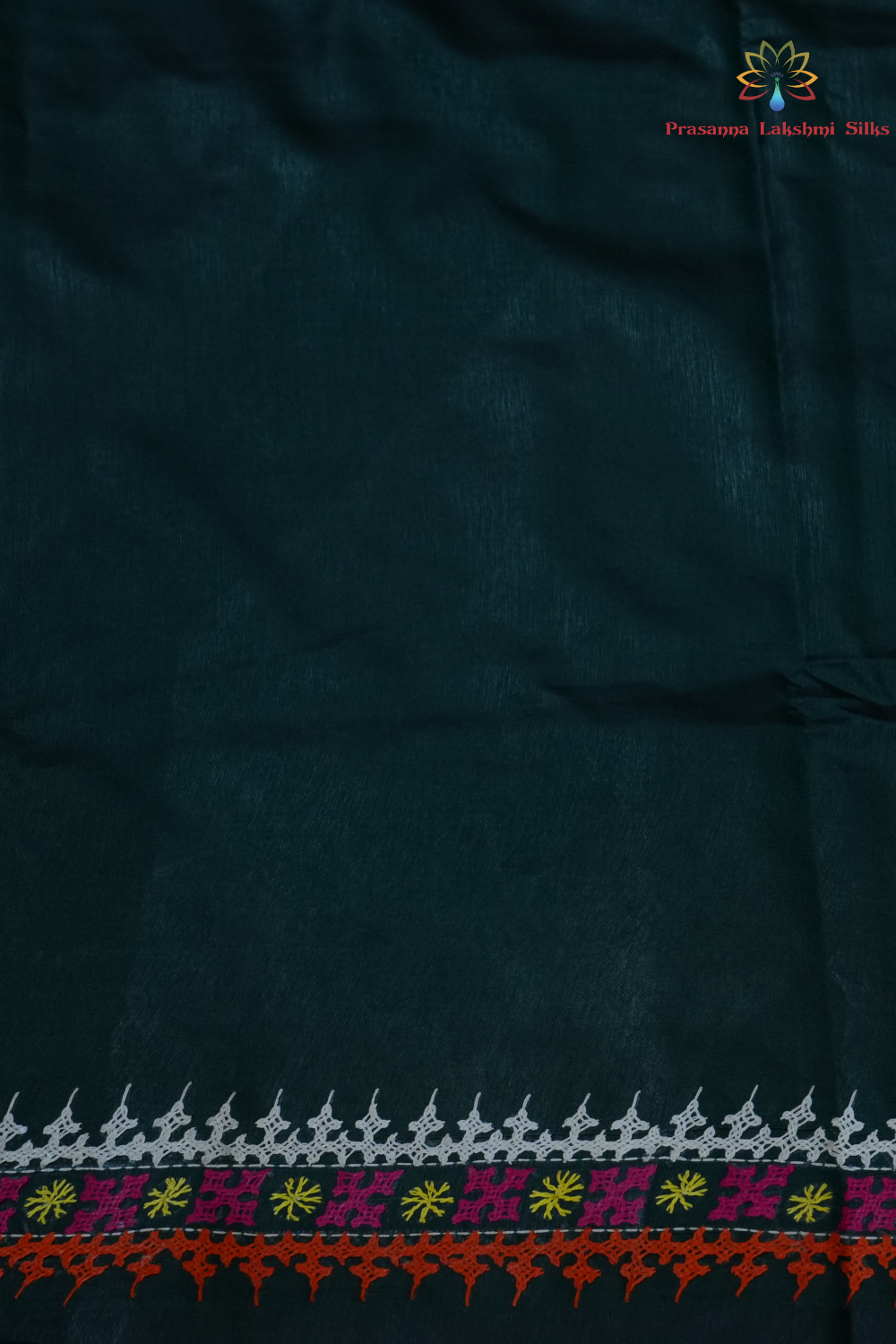 Traditional semi Bangalore silk saree with intricate Kantha embroidery suitable for festive occasions.