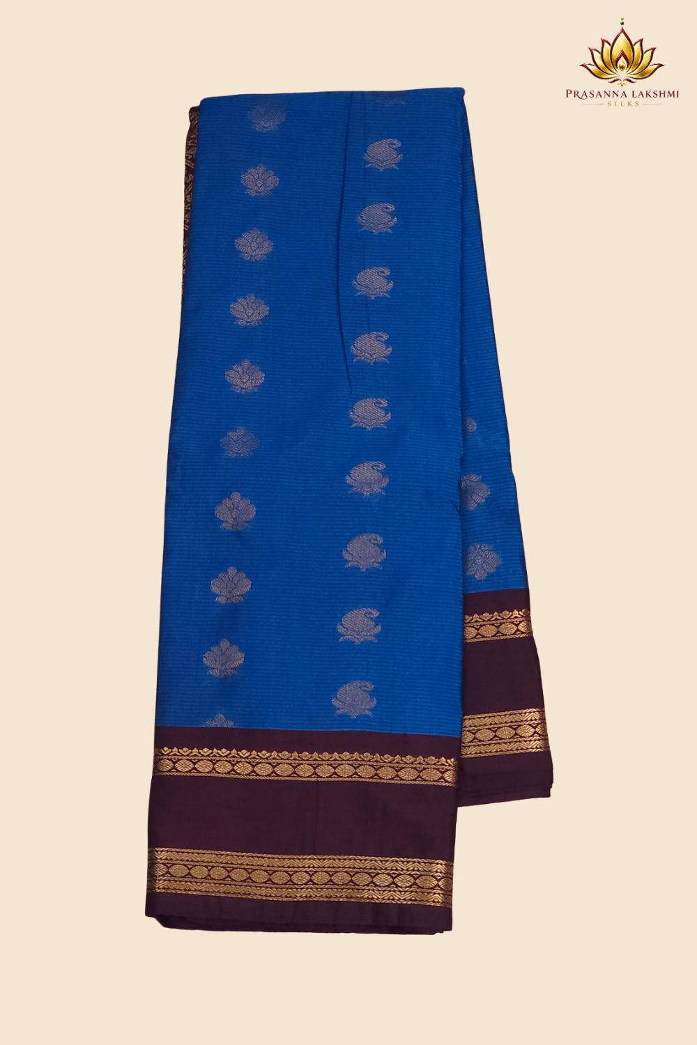 Festive semi Gadwal saree with zari stripe detailing and woven gap border finish
