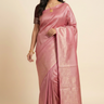 Munga Tissue saree featuring allover rich zari brocade, self-colour zari woven borders, and a luxurious brocade pallu.
