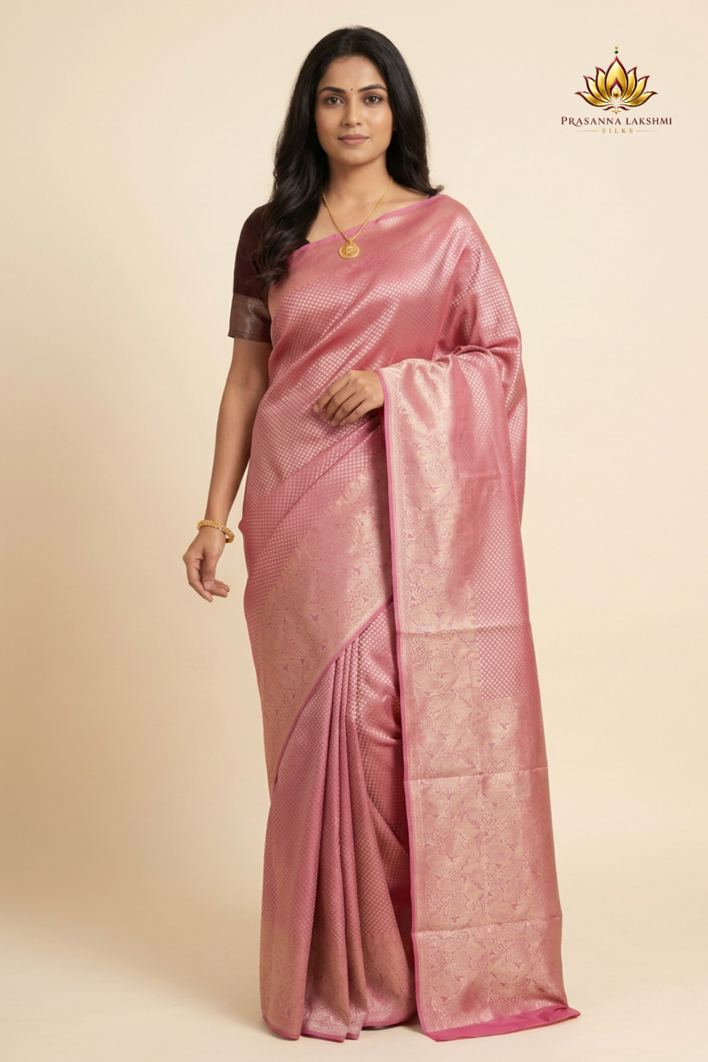 Munga Tissue saree featuring allover rich zari brocade, self-colour zari woven borders, and a luxurious brocade pallu.
