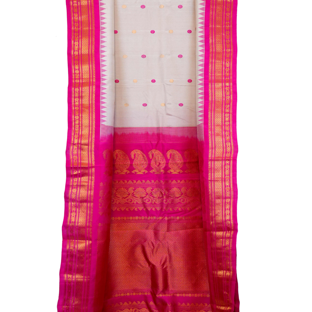 Elegant handloom Gadwal pure silk saree suitable for weddings and special occasions.