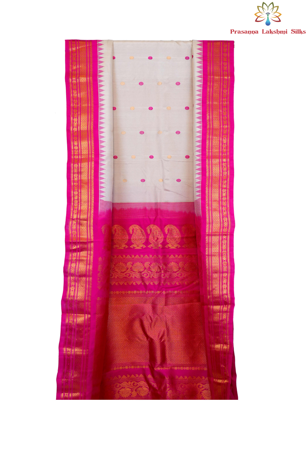 Elegant handloom Gadwal pure silk saree suitable for weddings and special occasions.