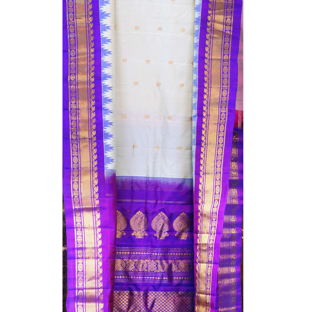 Elegant handloom Gadwal pure silk saree suitable for weddings and special occasions.