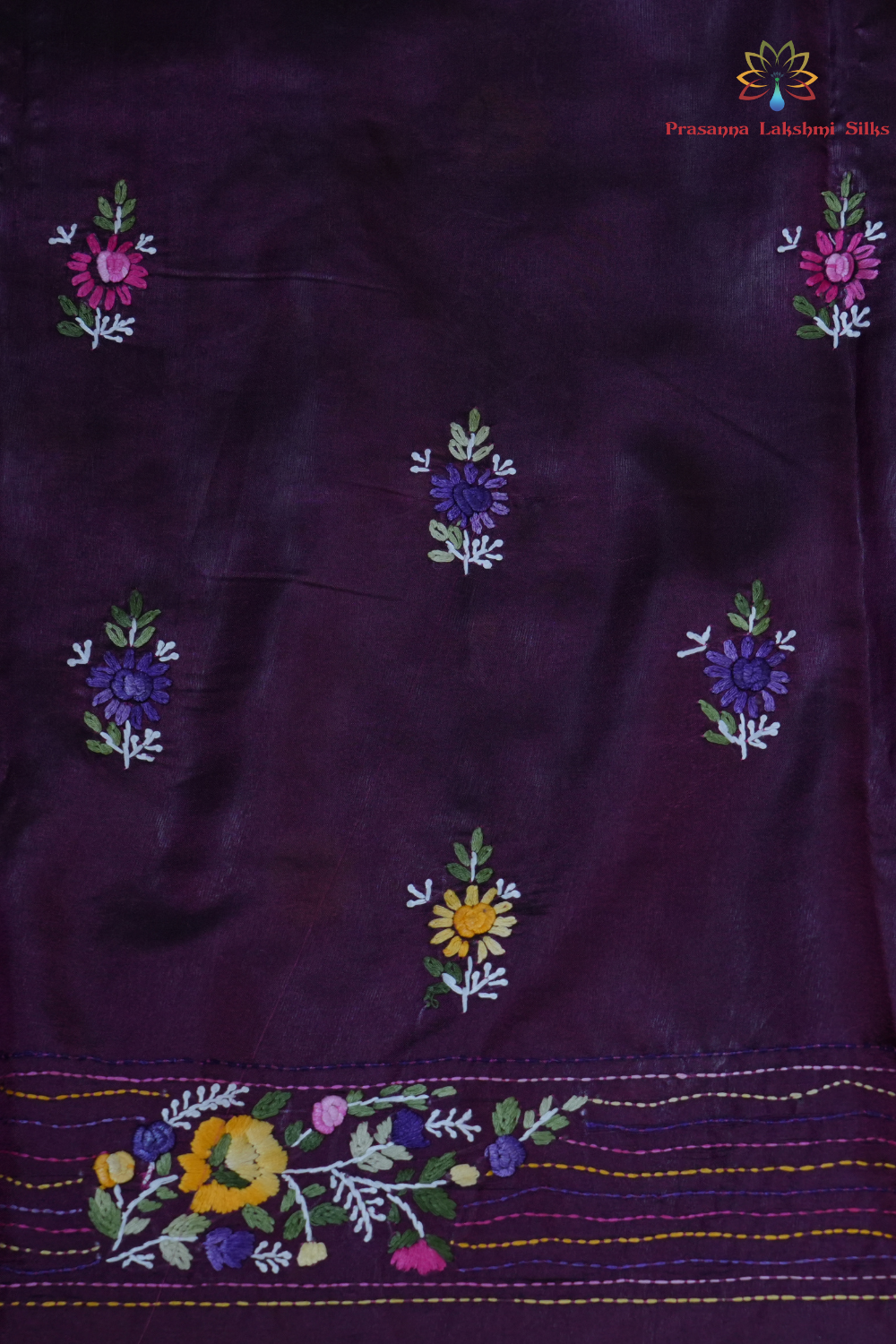Elegant Tussar saree featuring thread woven Parsi work borders and running blouse piece.
