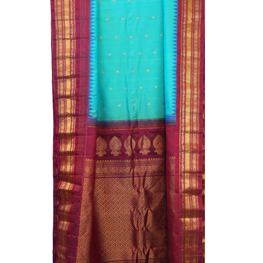 Elegant handloom Gadwal pure silk saree suitable for weddings and special occasions.