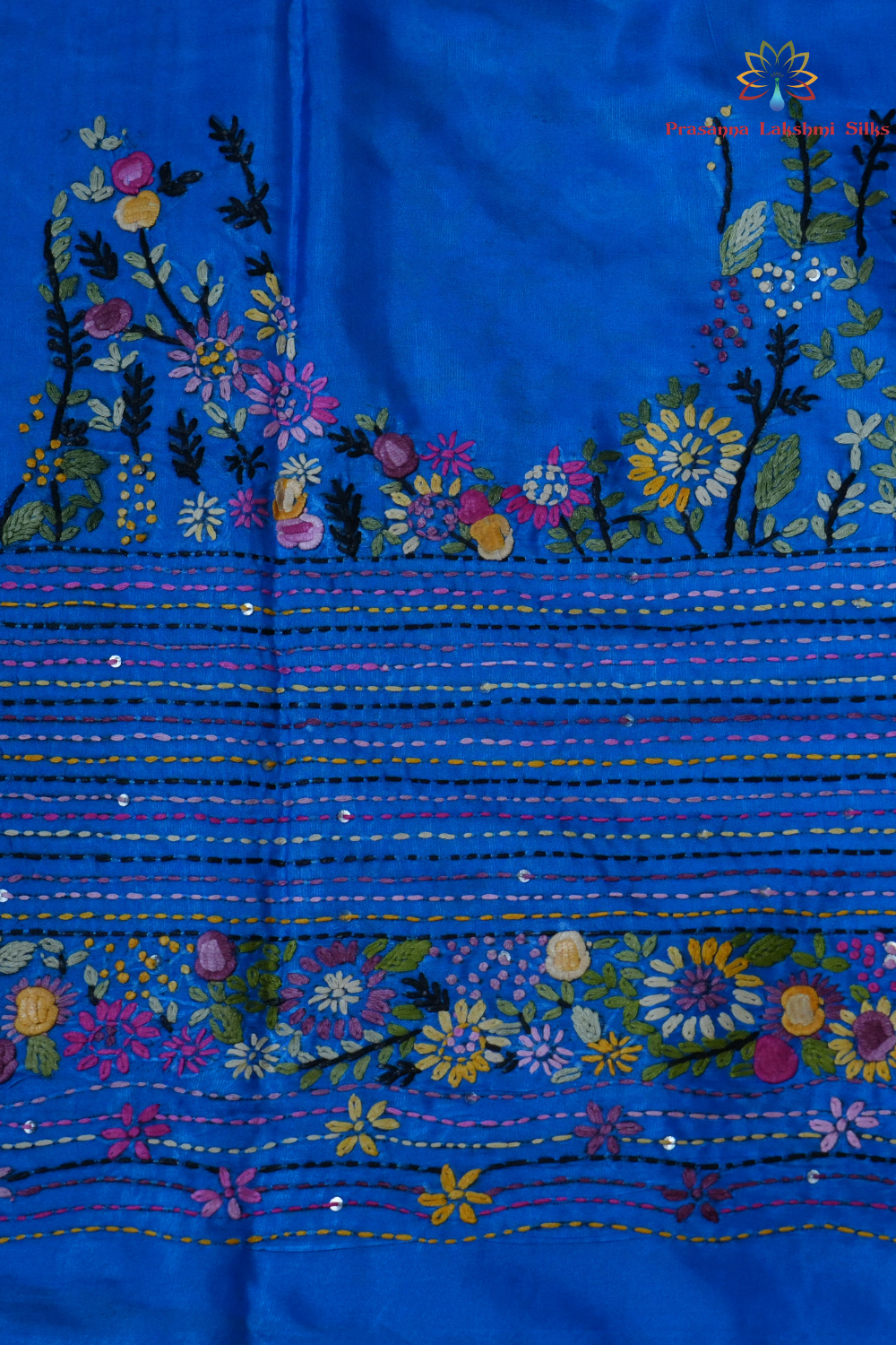 Elegant Tussar saree featuring thread woven Parsi work borders and running blouse piece.
