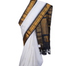 Handloom Gadwal silk cotton saree with all-over zari buttis and rich brocade pallu.
