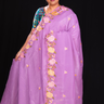 Lavender Elegant glass organza saree with floral embroidery