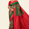 Handloom pure Rajkot patola silk saree with digital pen kalamkari design
