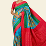 Handloom pure Rajkot patola silk saree with digital pen kalamkari design
