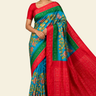 Handloom pure Rajkot patola silk saree with digital pen kalamkari design
